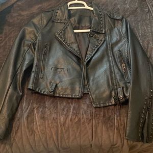 Blank NYC studded cropped leather jacket